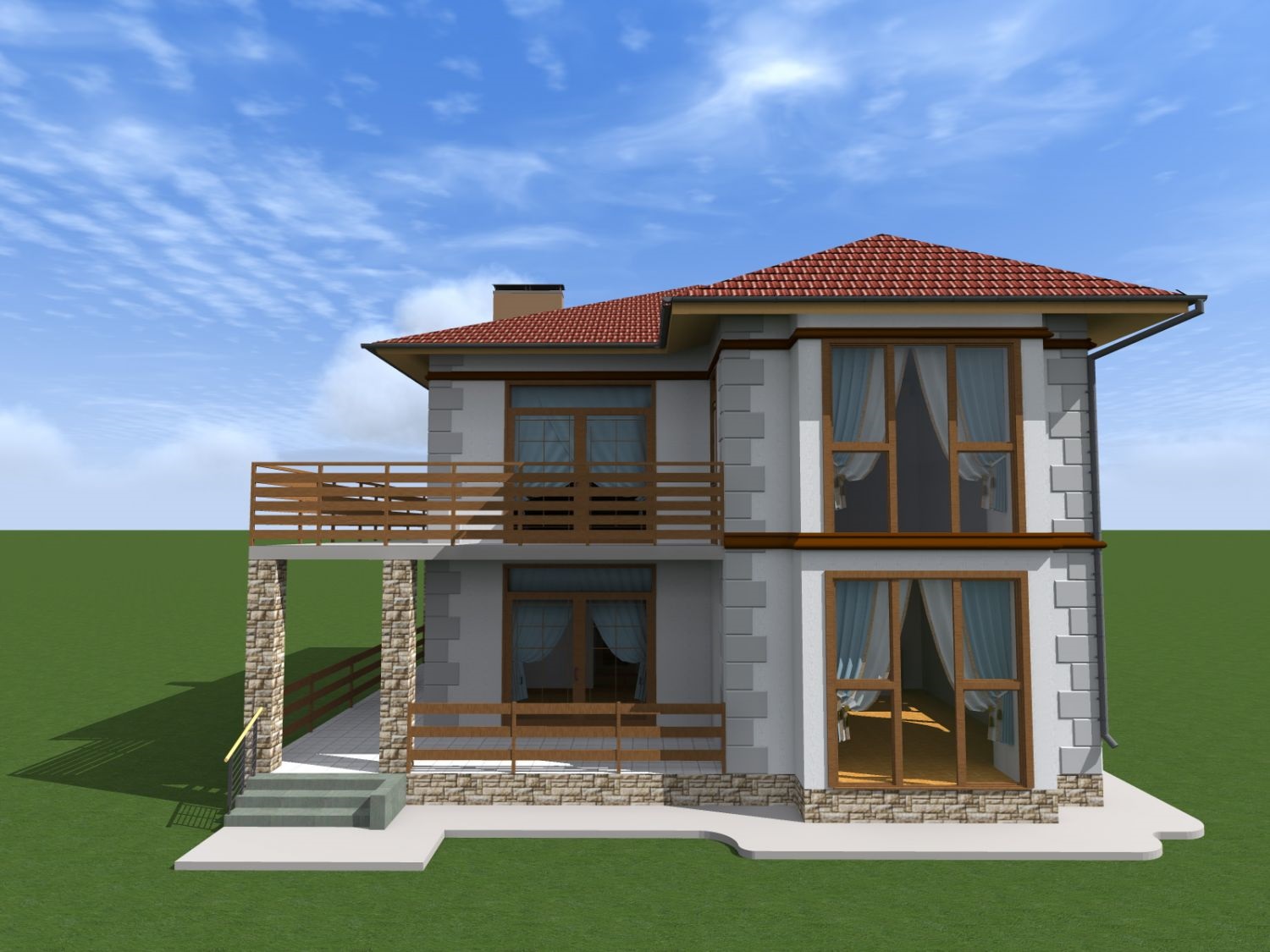 Индивидуальный двухэтажный жилой дом для одной семьи в формате ArchiCAD (.pln)