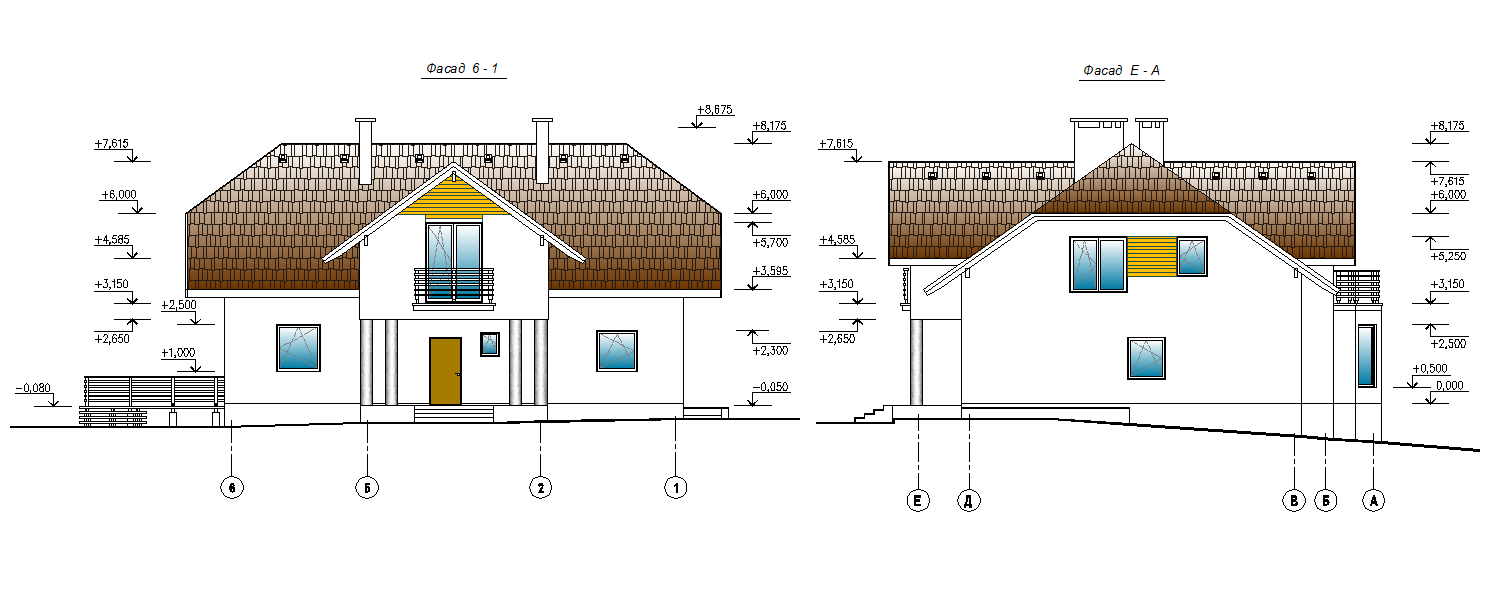 Дом с мансардой и цокольным этажом (Проект 01-87)