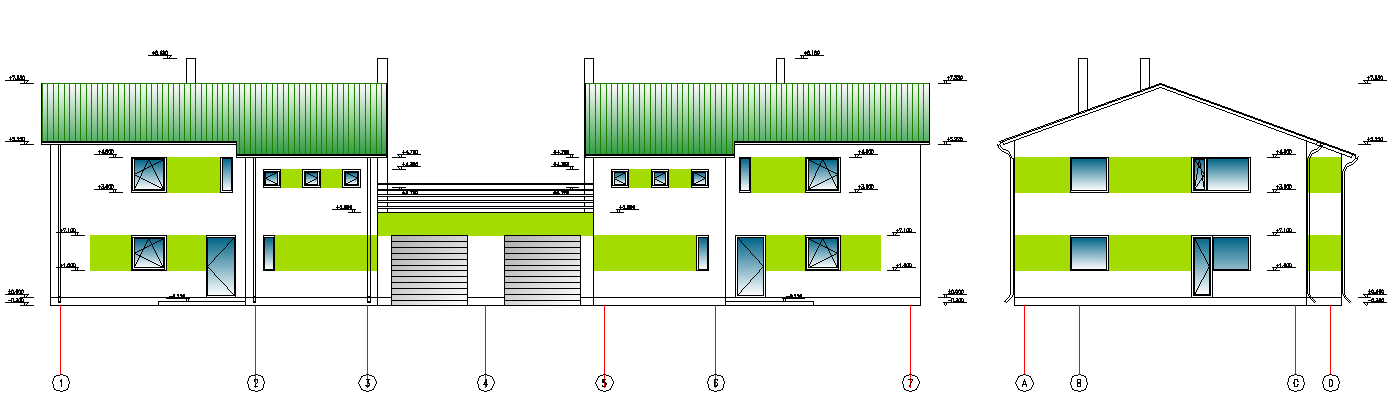 Двухквартирный двухэтажный жилой дом